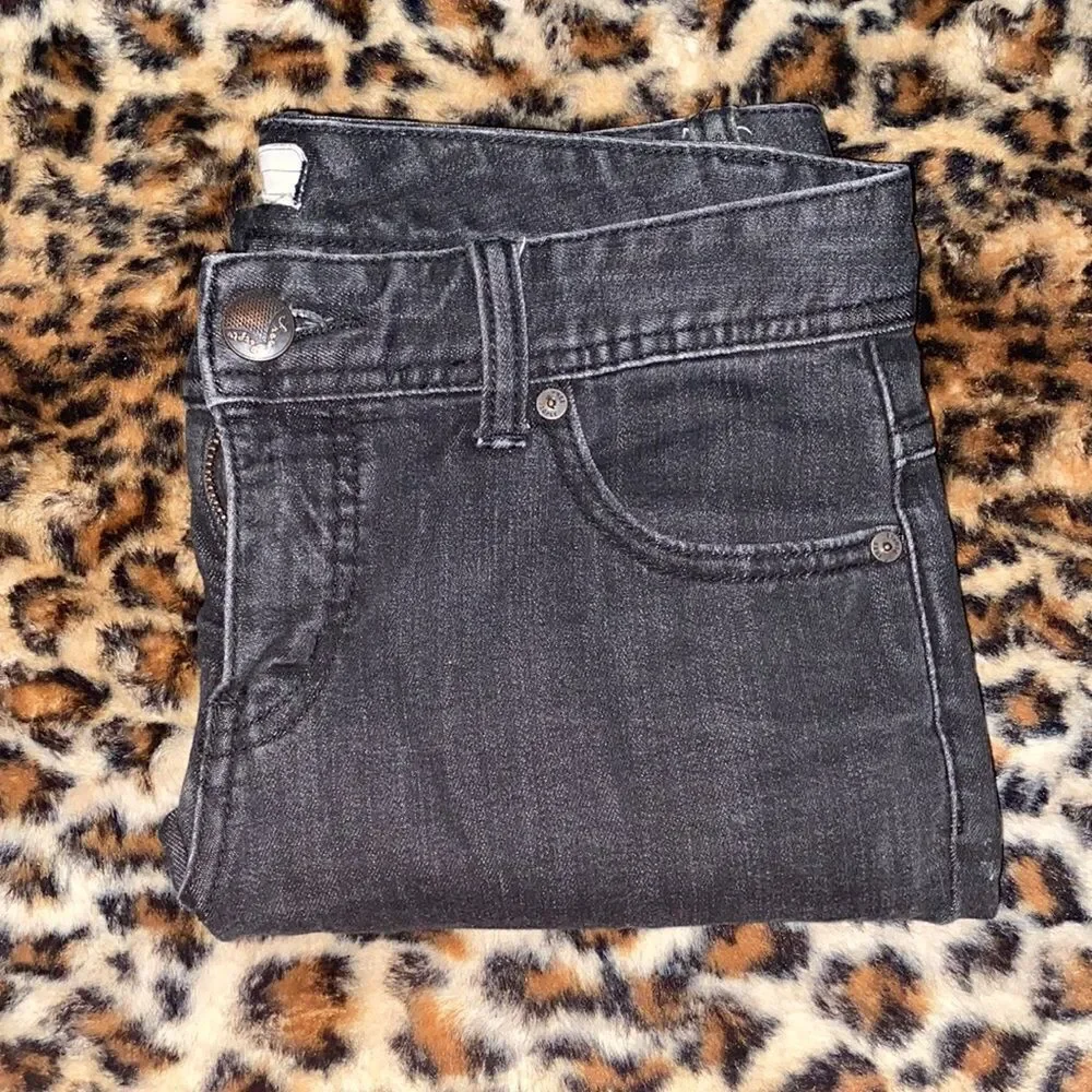 Free People Factory Faded Black Distressed Ripped Jeans